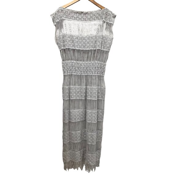 Anthropologie Callahan Crochet Fringe Maxi Dress, Pastel Blue, L - Picture 2 of 6